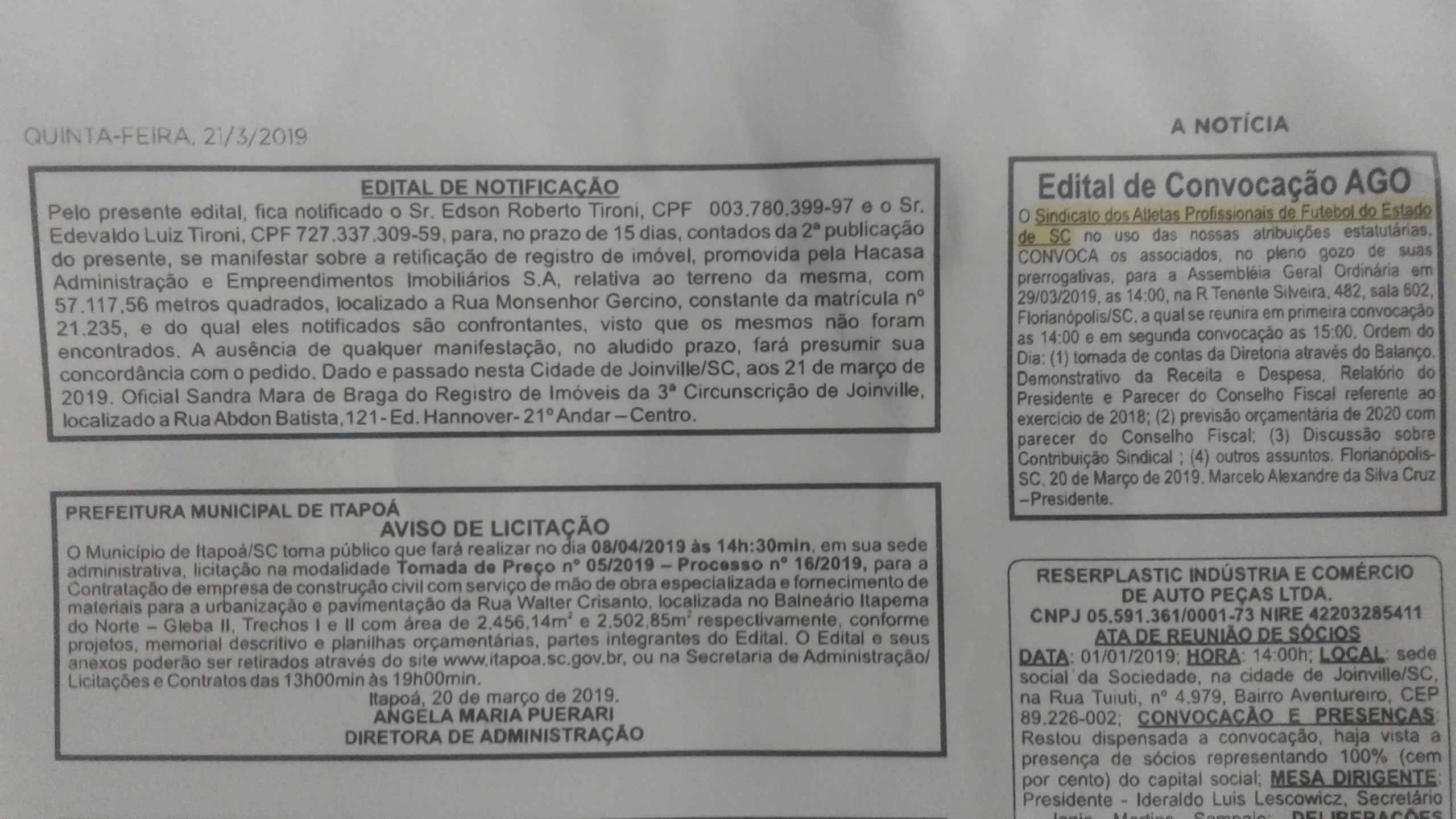 Edital de  Convocação AGO